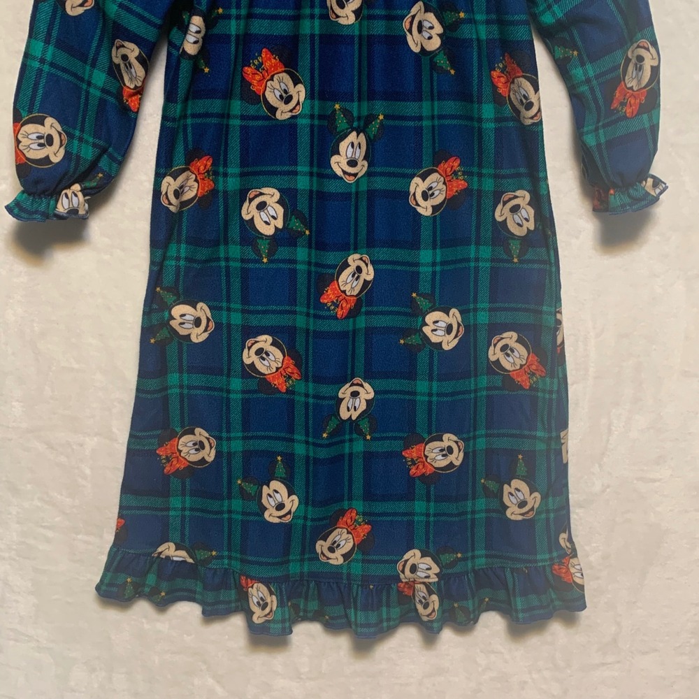 Vtg Disney Mickey Minnie Mickey Plaid Nightgown Dress PJs Sleepwear 4T Christmas - Picture 3 of 8